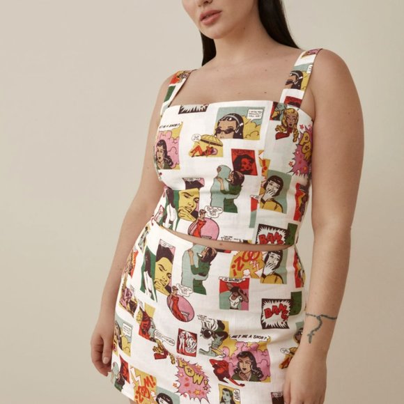 Reformation Vio Linen Top Comic Book 